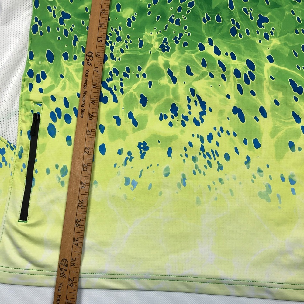 Pelagic Exo-Tech Fishing Hoodie Mens XL Green Mahi Mahi Sun Shirt UPF 50+ - Picture 8 of 10